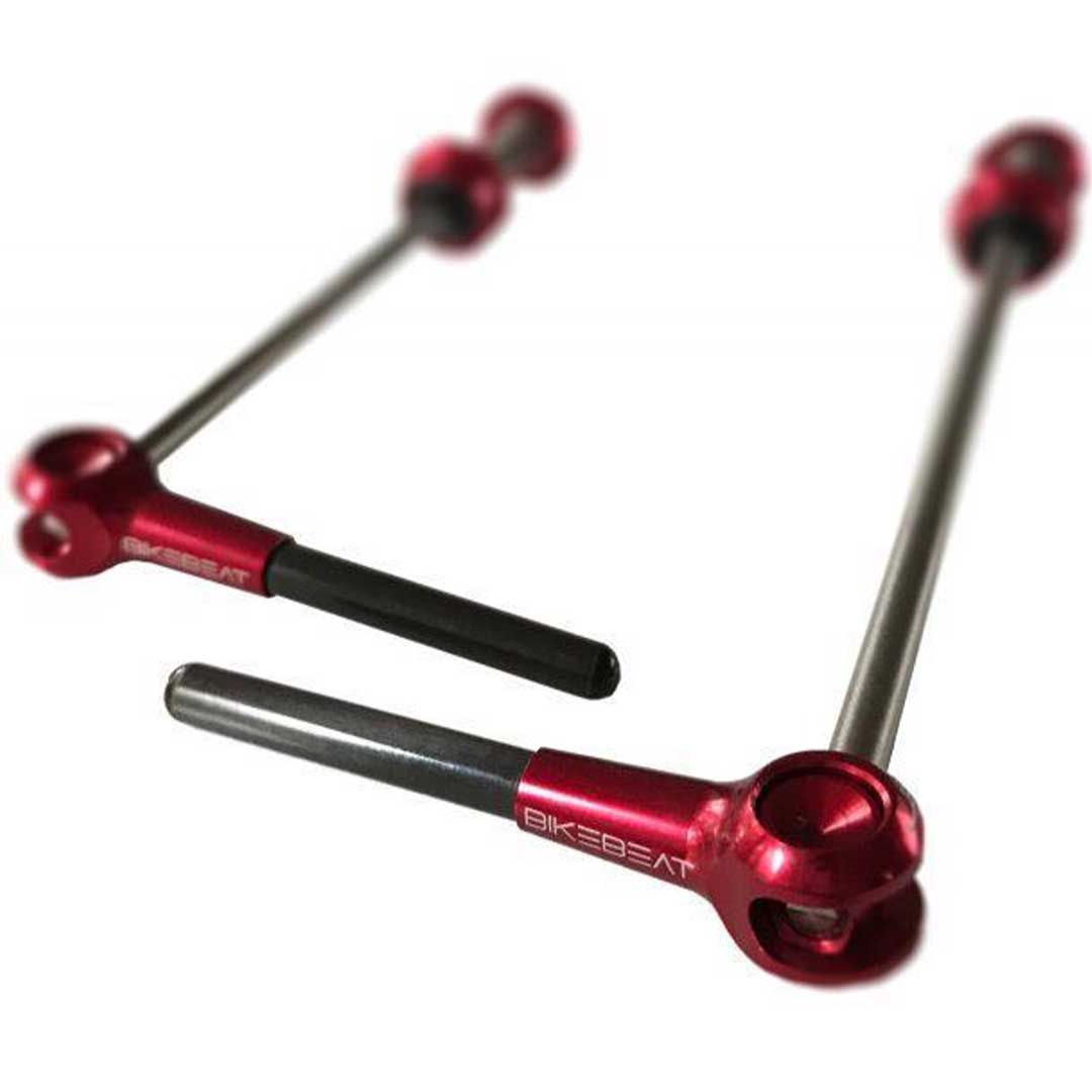 BIKE BEAT LIGHT WEIGHT TITANIUM/CARBON QR SKEWERS (RED)